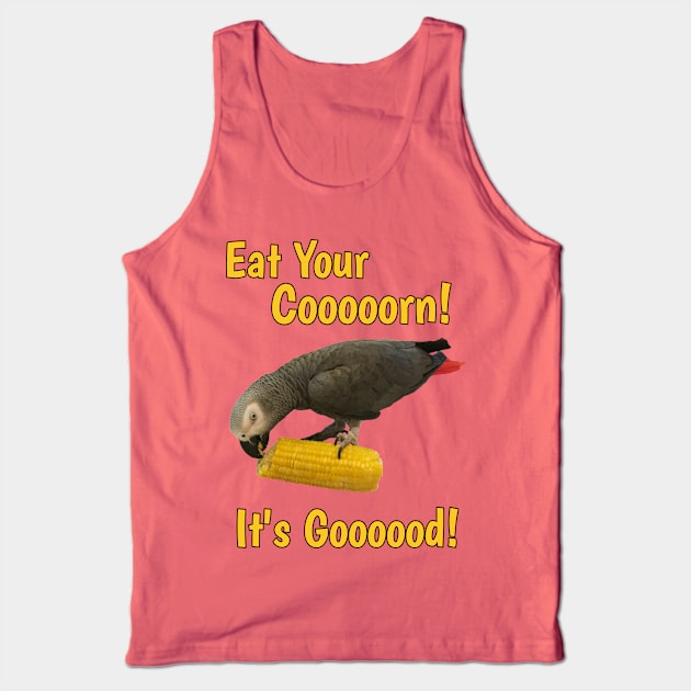 Eat Your Corn African Grey Parrot Tank Top by Einstein Parrot